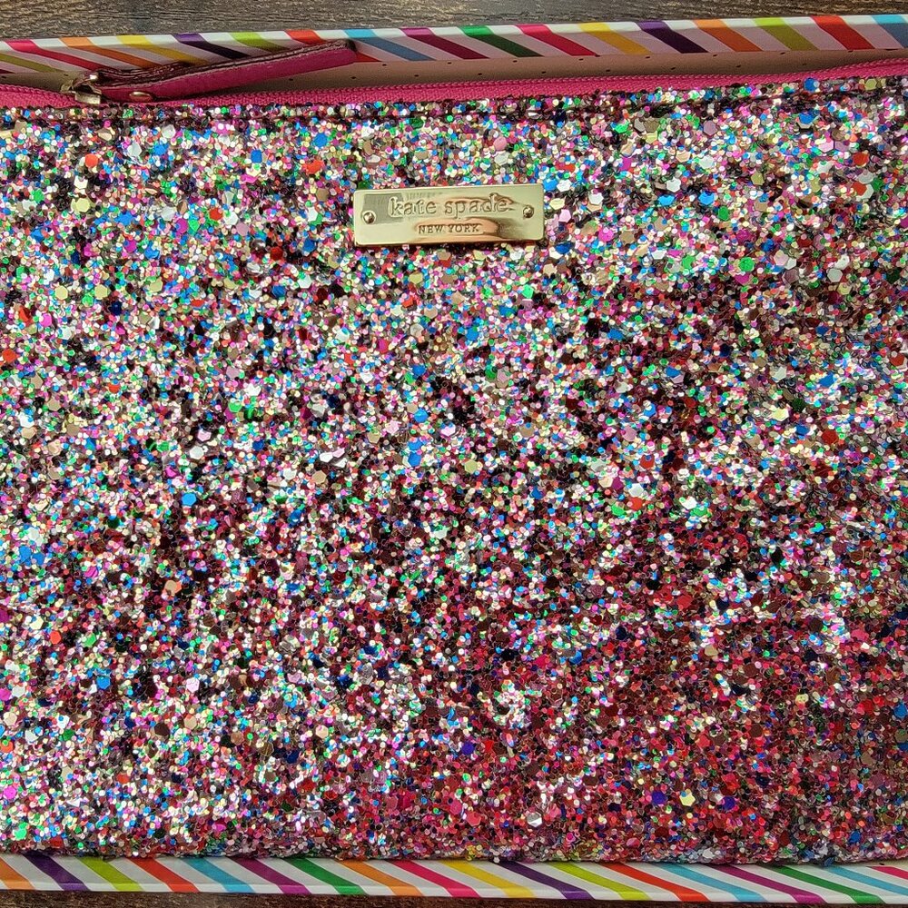 Kaye Spade Multi Glitter Zipper Pouch